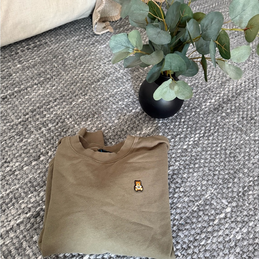 Teddy Fresh Olive Crewneck Sweatshirt with Rainbow Label